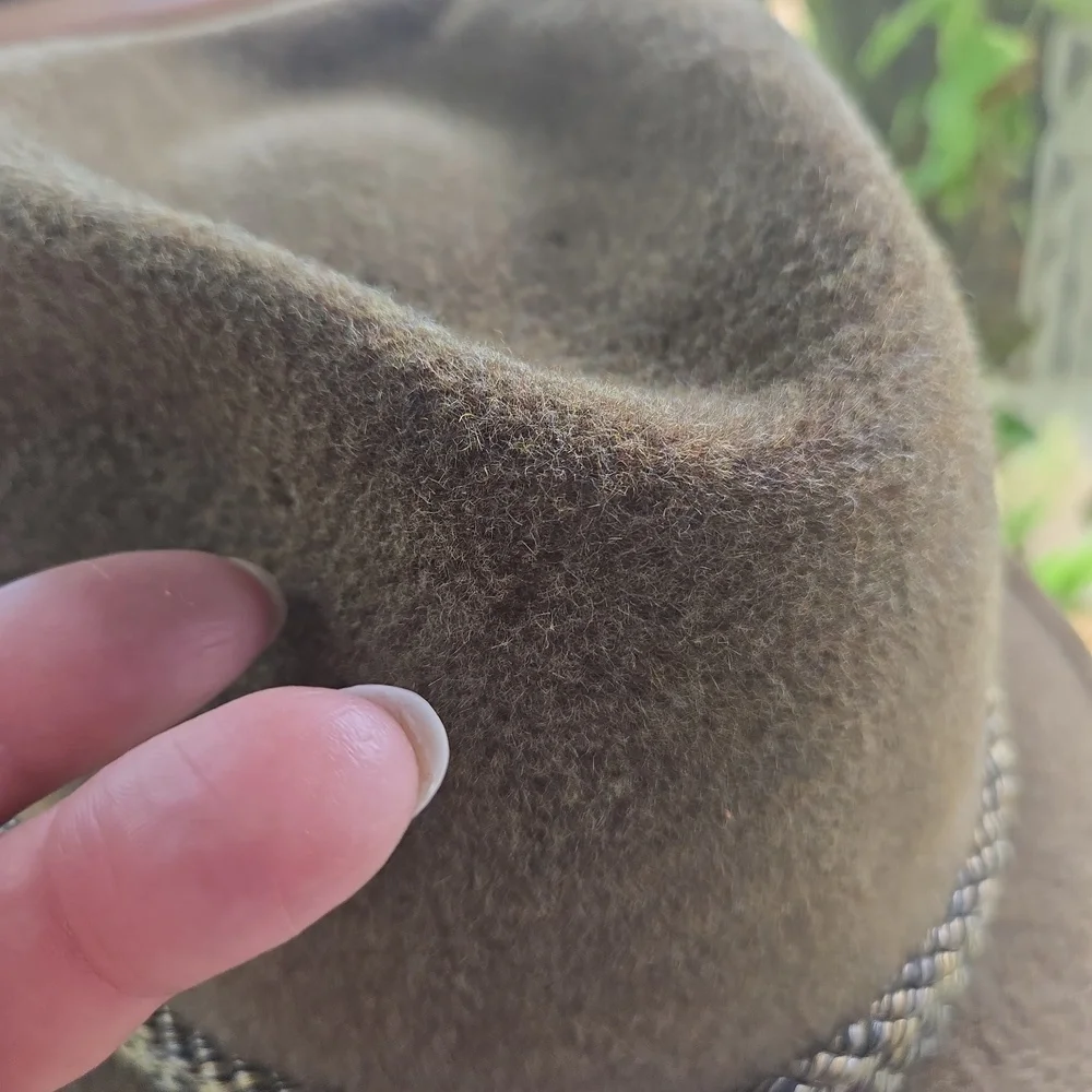 Resistol Self-Conforming Vintage Corded Rope Feather Accent Wool Fedora